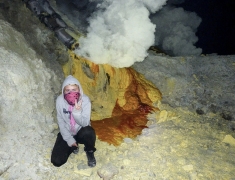 At the bottom of a crater in the sulfide hell