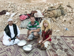 Eva & Tom visiting drovers of camels