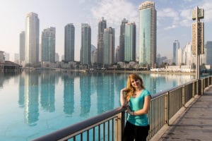 Eva with skyscrapers