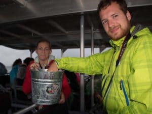 Tom tests the water temperature