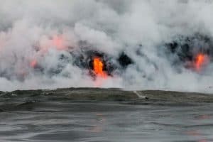 Burning rock that flows into the ocean