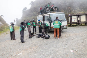 Getting the last pieces of clothing prior to the Death Road