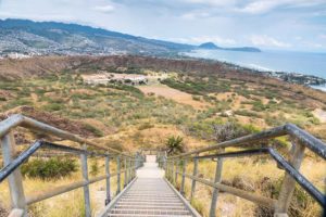 Stairs leading to the top of the Diamond Head volcano