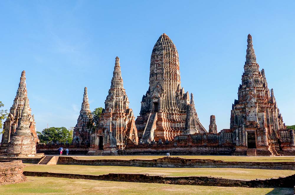 The town of Ayutthaya offers a romantic walk between the temple ruins