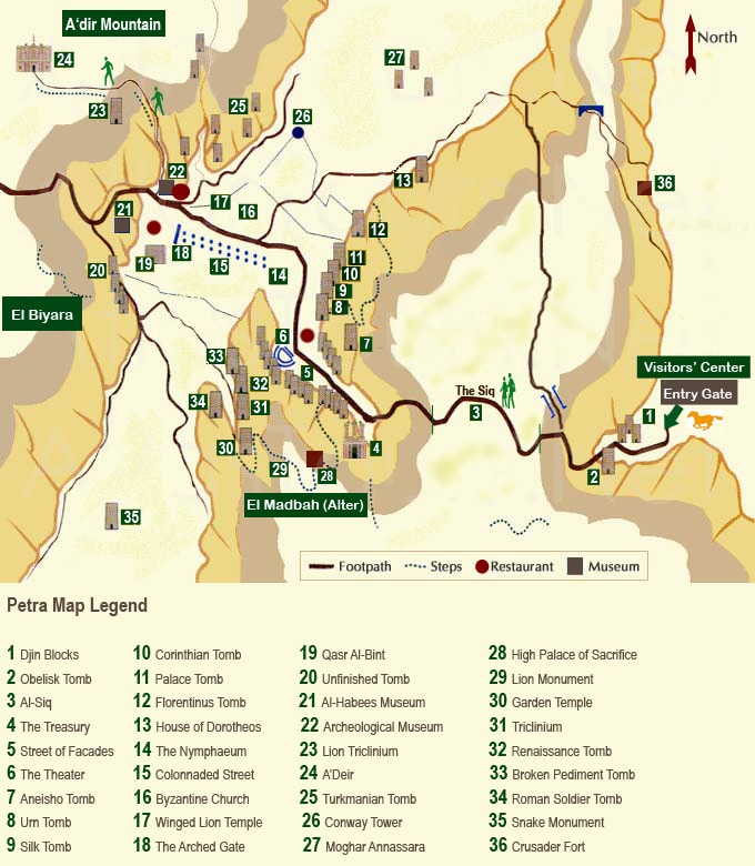 Petra in Jordan Map