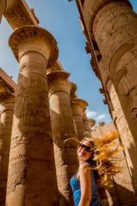 Beautiful columns in the temple in Karknak